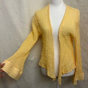 Monday Linen Top Size Medium Orange Pastel Shrug Swimsuit Cover Flare Sleeves